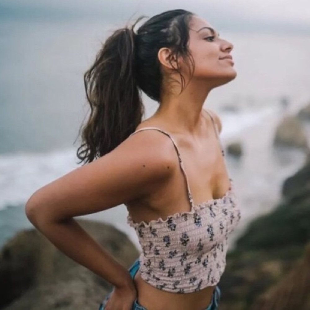 Brandy Melville Smocked Floral Tank Top